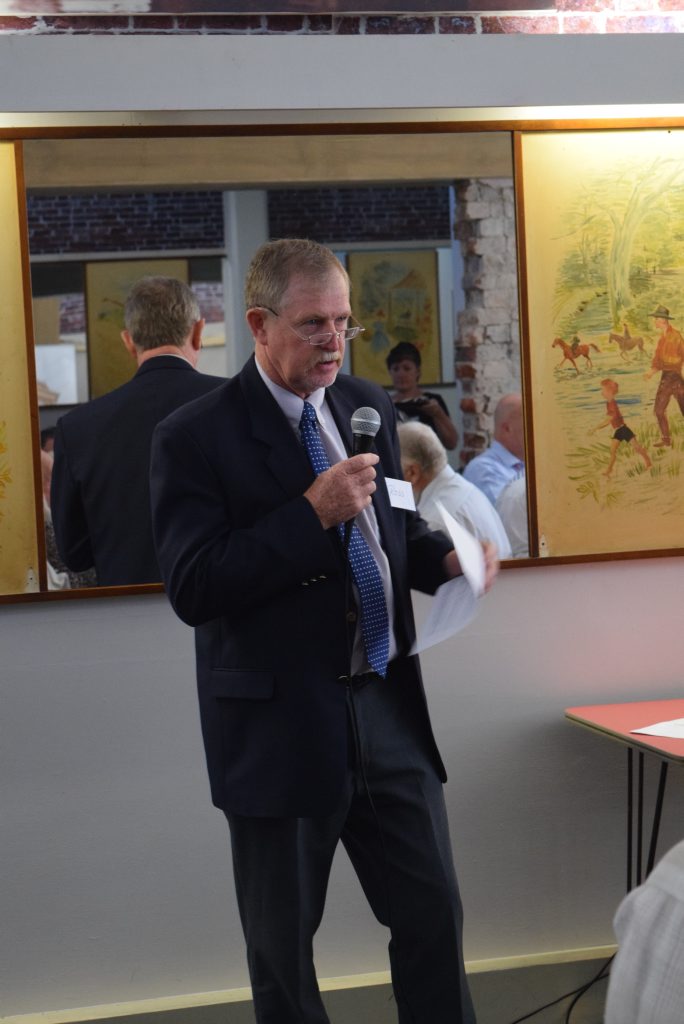 Mayoral candidate Ross Bartley delivers his address to the Chamber of Commerce breakfast.